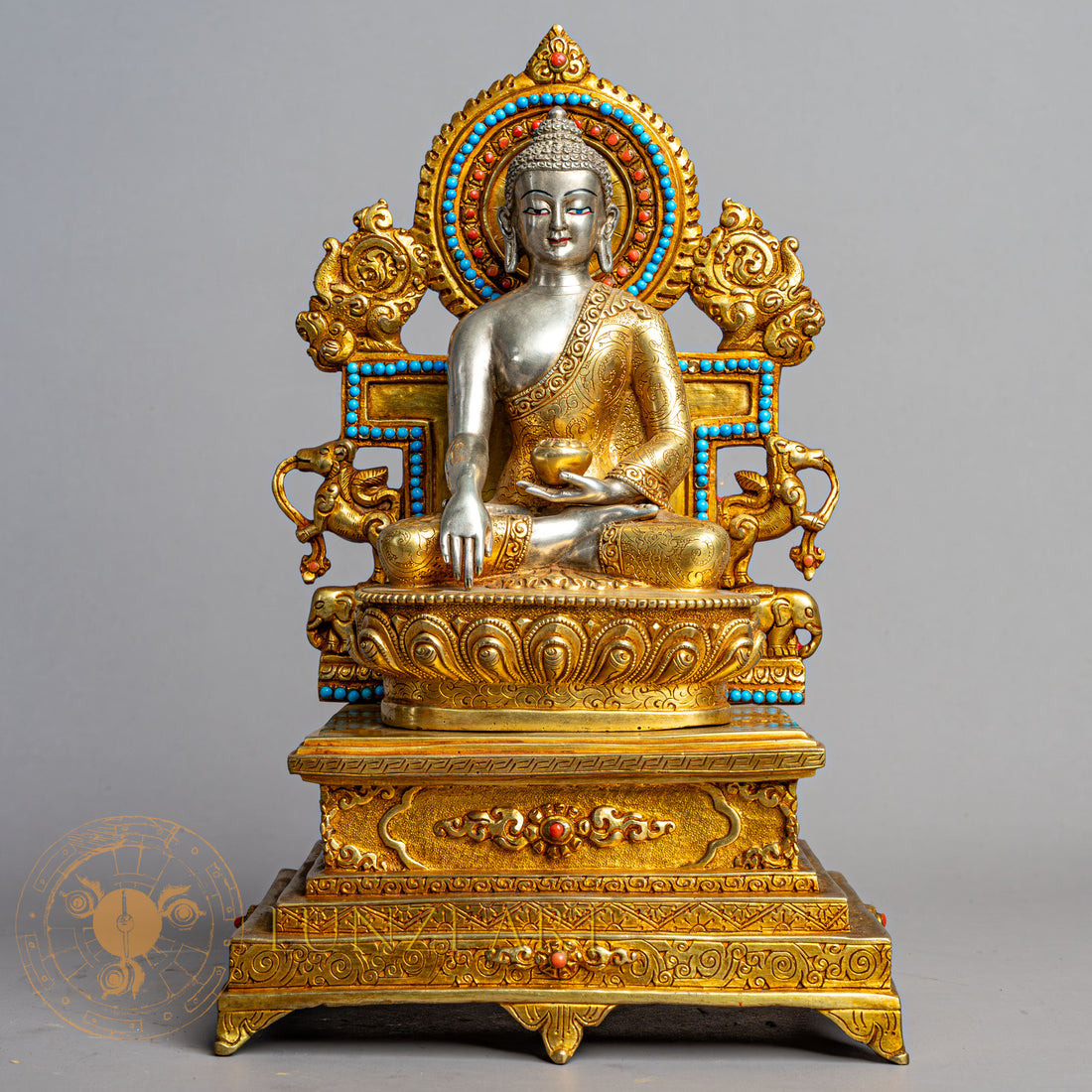 Shakyamuni Buddha Statue | Silver-Plated & Gold-Gilded Copper - S-P-R-GS-SB-00229