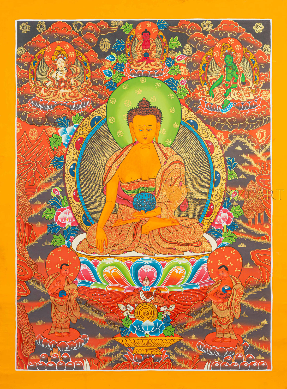 Shakyamuni Buddha Thangka | Hand-Painted Earth Witness Sacred Art - T-N-MB-OB-S-0029