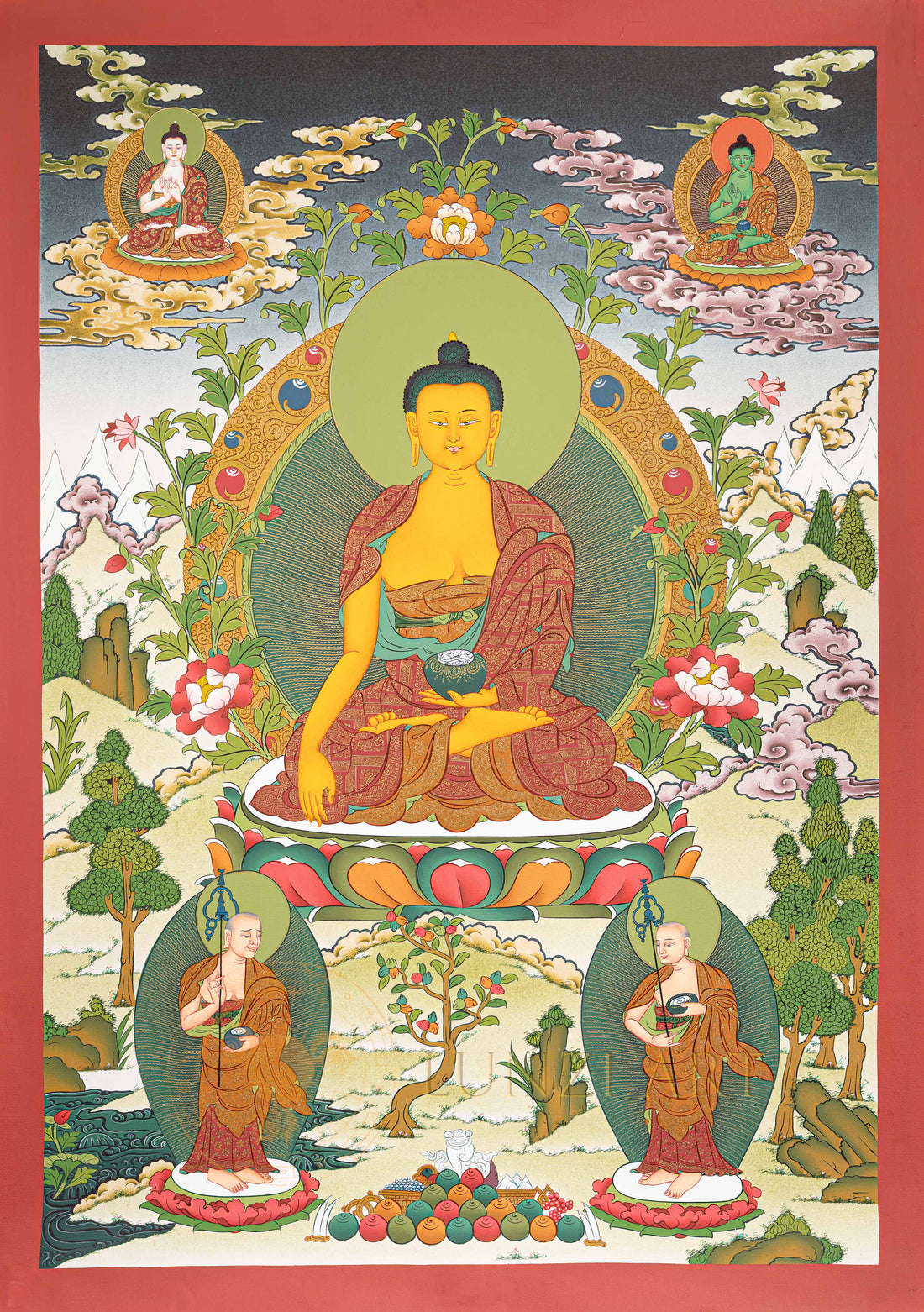 Shakyamuni Buddha Thangka | Hand-Painted Golden Enlightenment Art - T-N-ET-CB-SB-0014