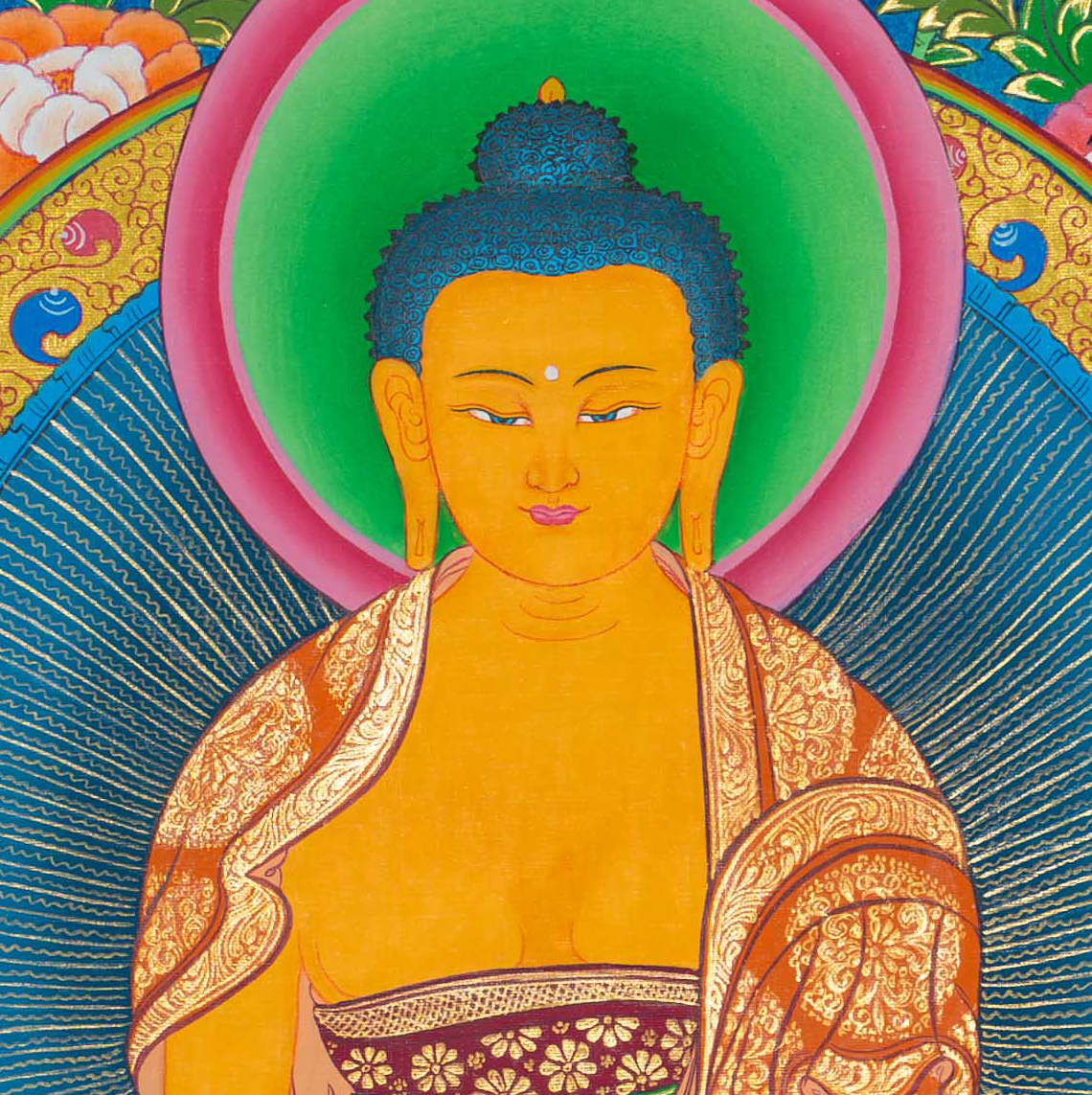 Shakyamuni Buddha Thangka: The Radiant Teacher of Enlightenment - T-S-BT-RB-AU-SB-0119
