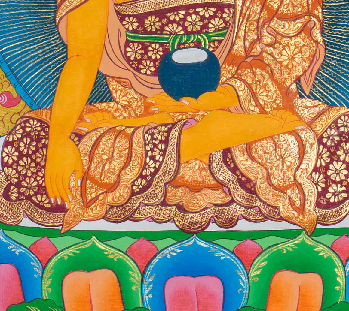 Shakyamuni Buddha Thangka: The Radiant Teacher of Enlightenment - T-S-BT-RB-AU-SB-0119