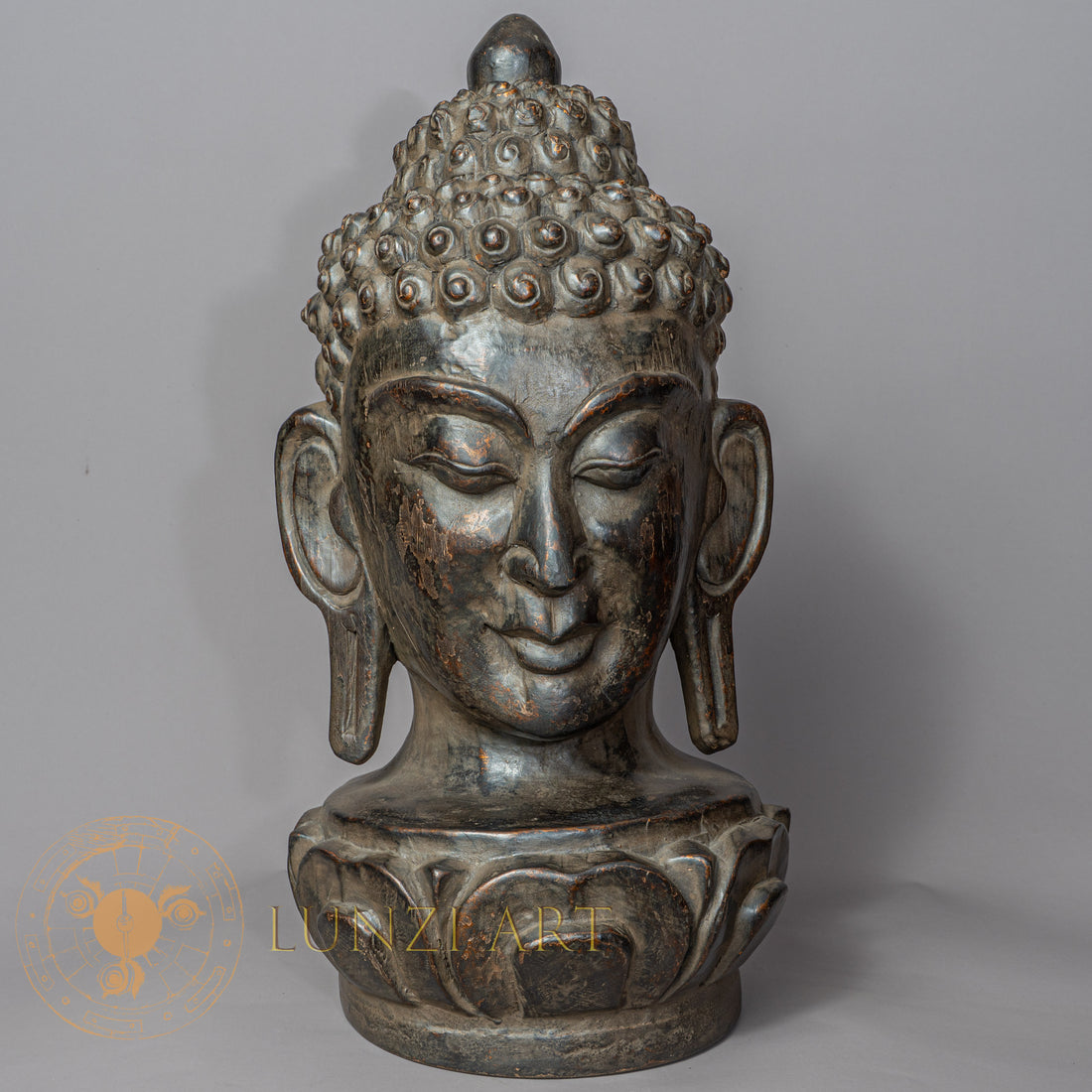 Shakyamuni Buddha Wooden Head Statue | Hand-Carved Minimalist Statue - w-s-sh-sbs-0002