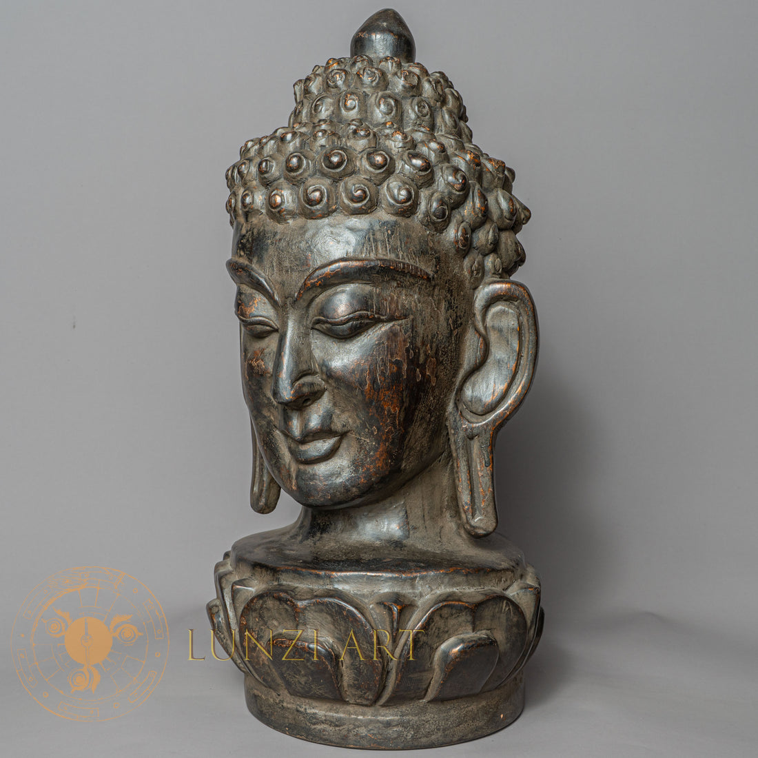 Shakyamuni Buddha Wooden Head Statue | Hand-Carved Minimalist Statue - w-s-sh-sbs-0002