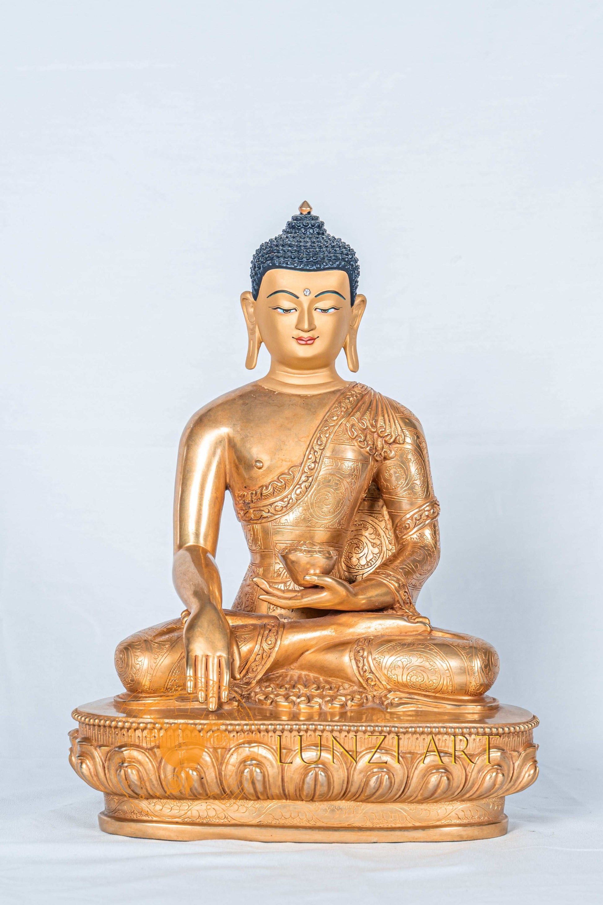 Shakyamuni buddha Statue | Fully Gold-Plated Copper - S-B-RM-FG-CG-SB-0102
