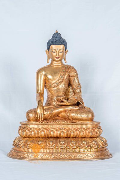 Shakyamuni buddha Statue | Fully Gold-Plated Copper - S-B-RM-FG-CG-SB-0110