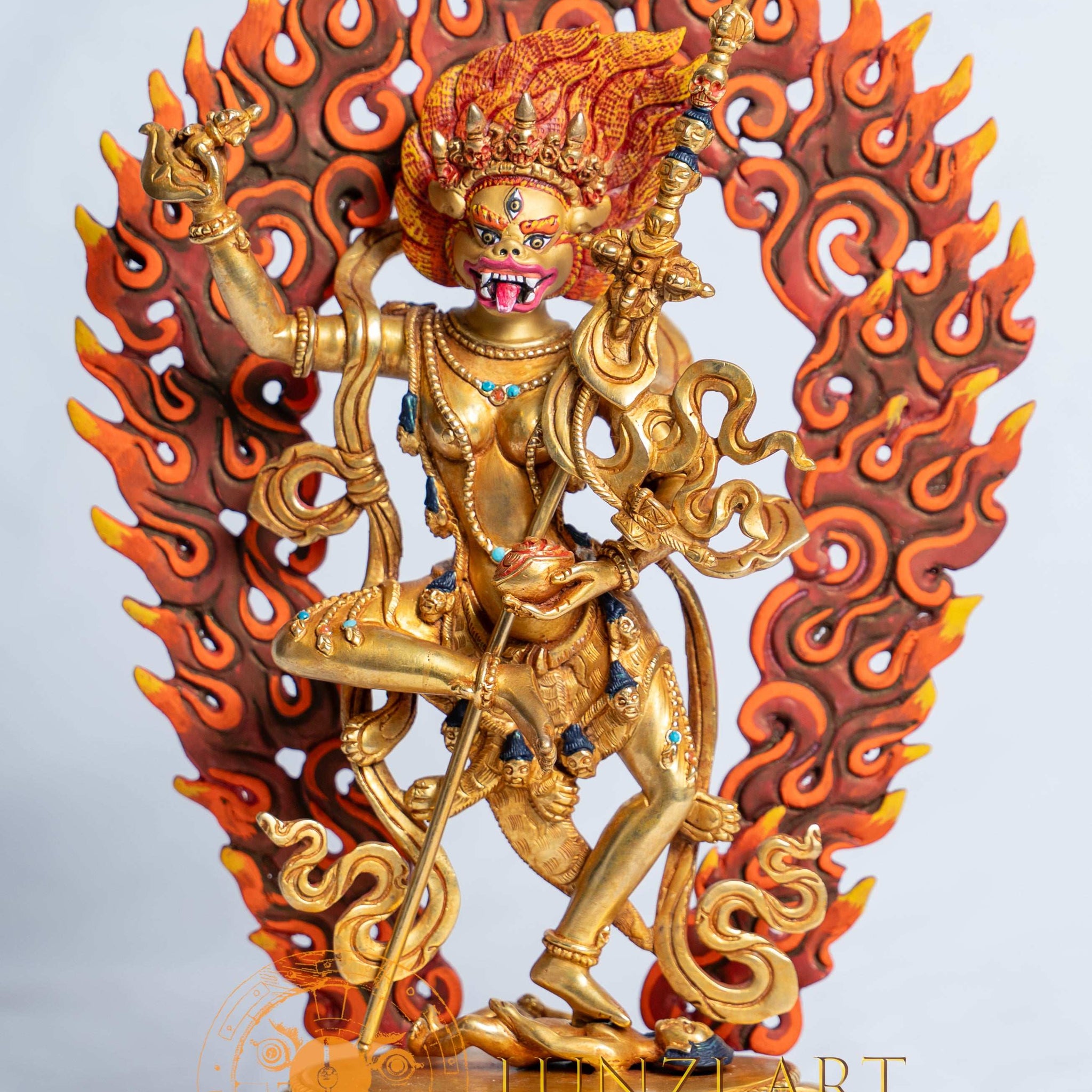 Simha Mukha Statue | 24k Full Gold Plated Copper - statues