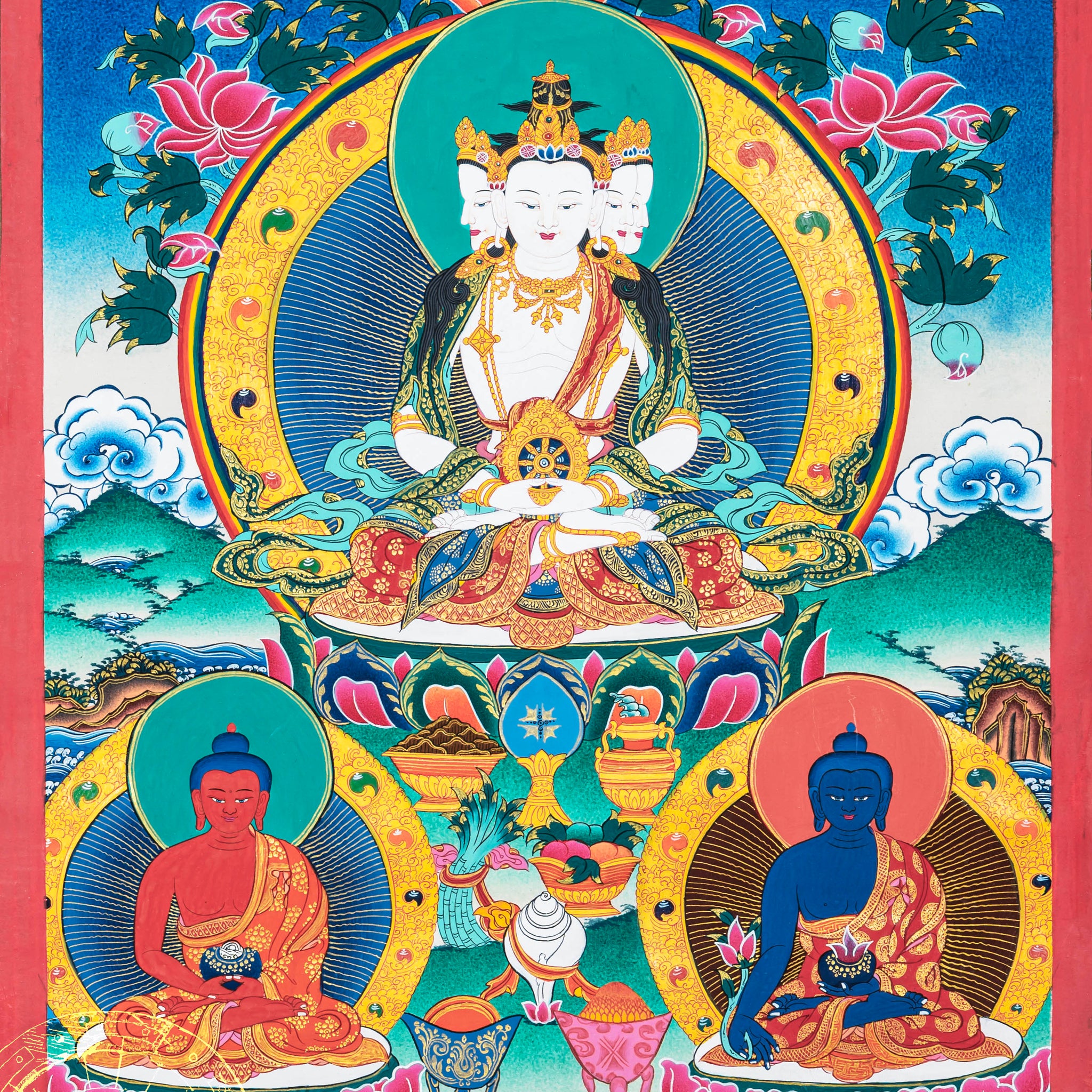Hand -Painted Thangka Vairocana Buddha: The Illuminating Icon of Enlightenment - Thangka