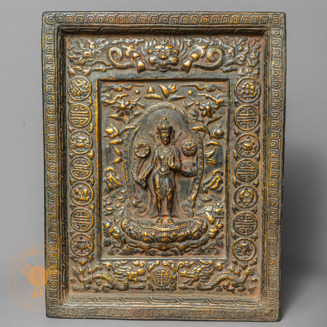 Tara Temple Altar | Hand-Carved Wood & Clay Protection Relief - w-s-sh-ta-0005