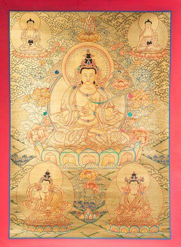 Tasuju Thangka: The Golden Radiance of Spiritual Might - T-N-ET-GB-MB-0002