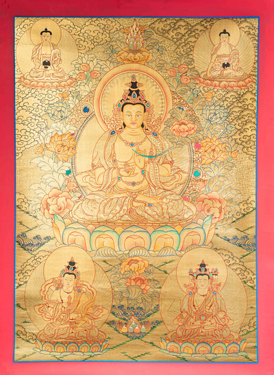 Tasuju Thangka: The Golden Radiance of Spiritual Might - T-N-ET-GB-MB-0002