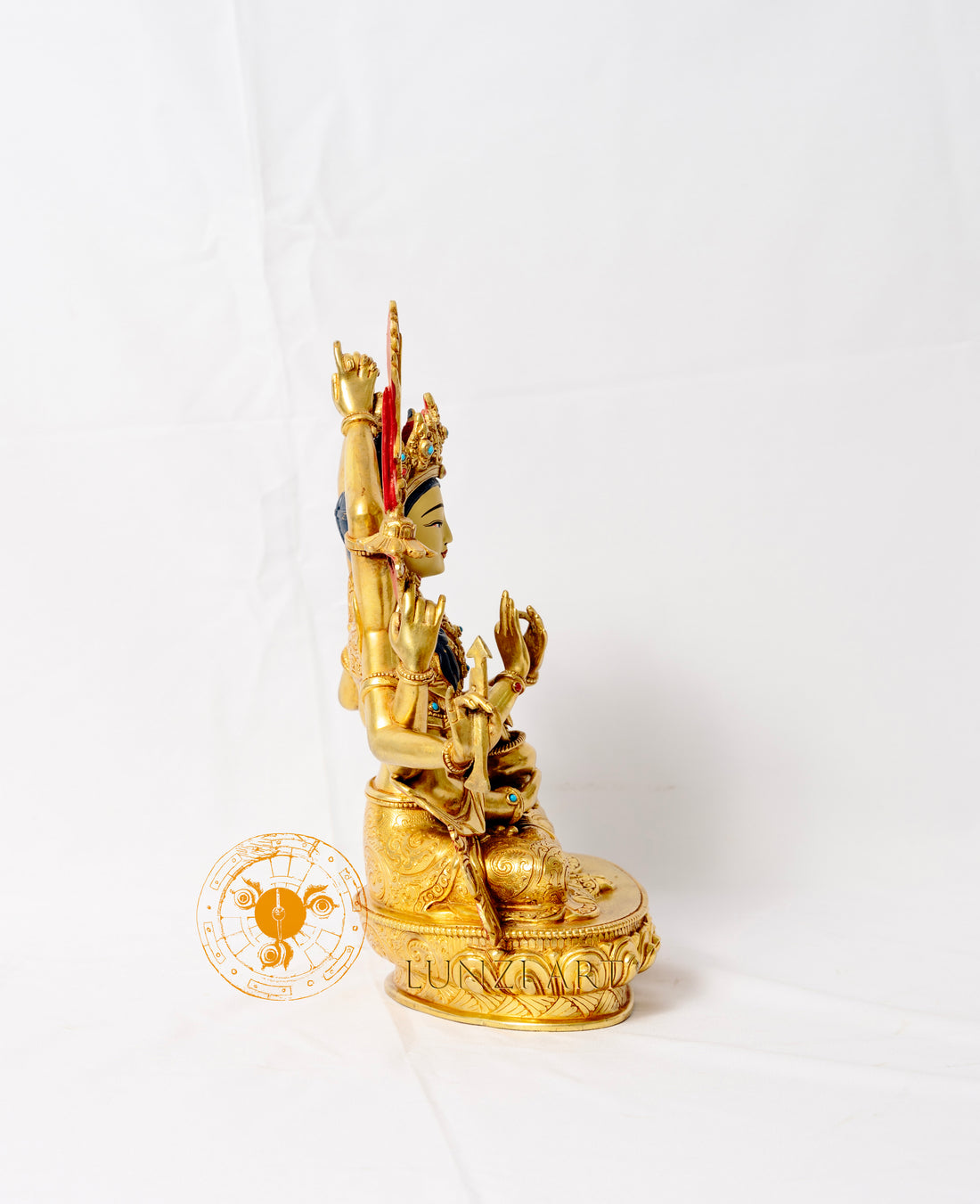 Ten-Armed Namasangiti Manjushri Statue | 24k Gold Plated Gilded Copper - statues