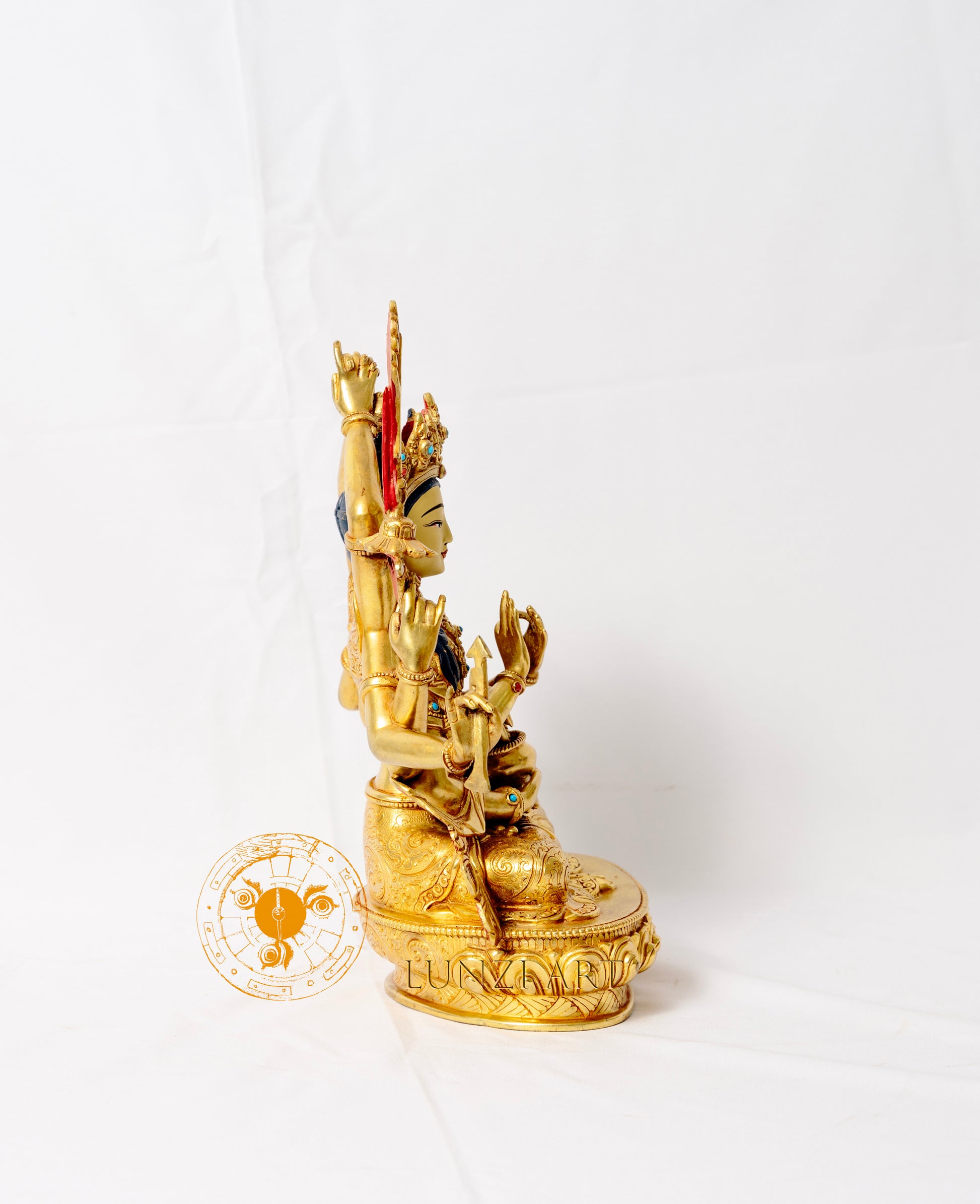 Ten-Armed Namasangiti Manjushri Statue | 24k Gold Plated Gilded Copper - statues