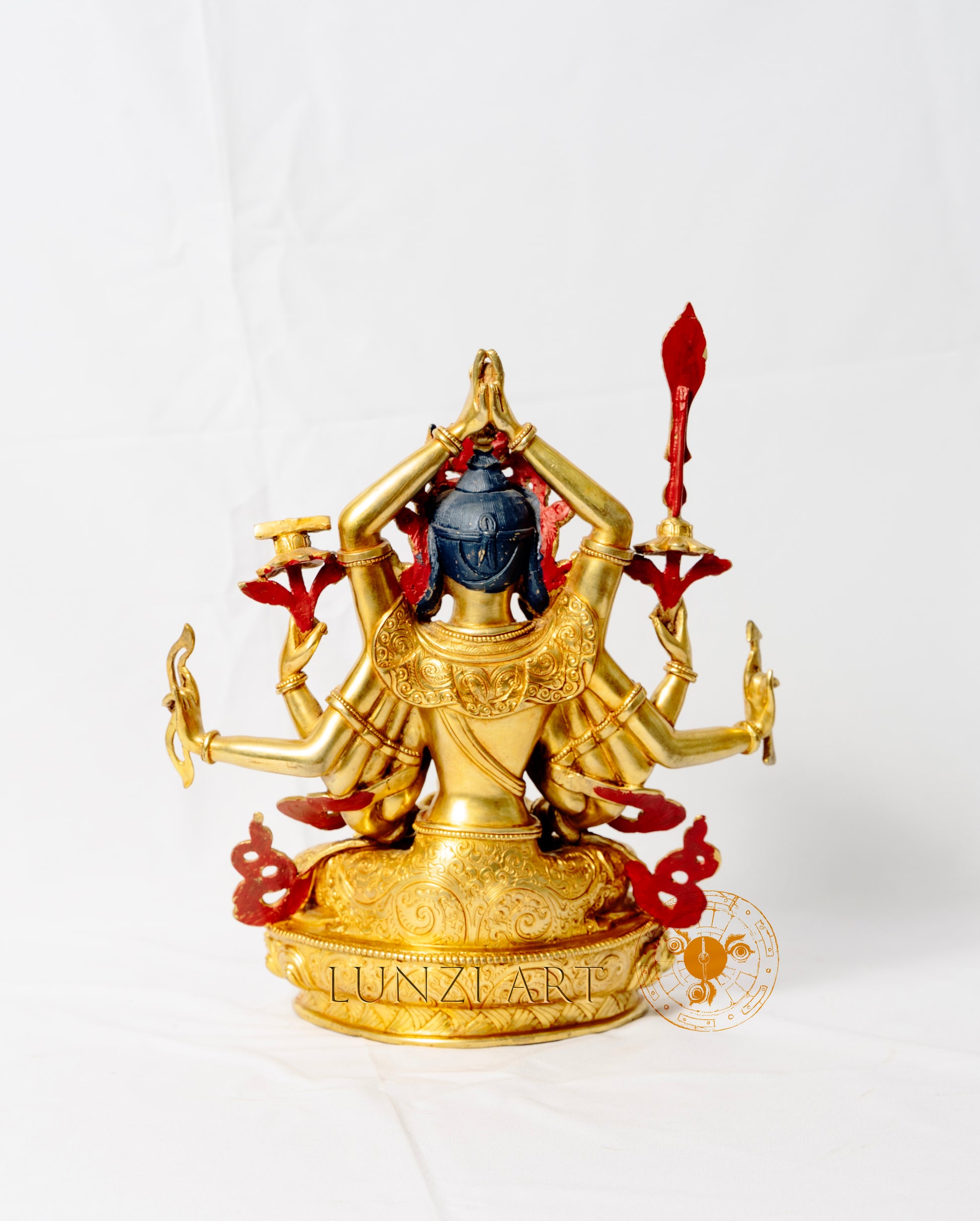 Ten-Armed Namasangiti Manjushri Statue | 24k Gold Plated Gilded Copper - statues