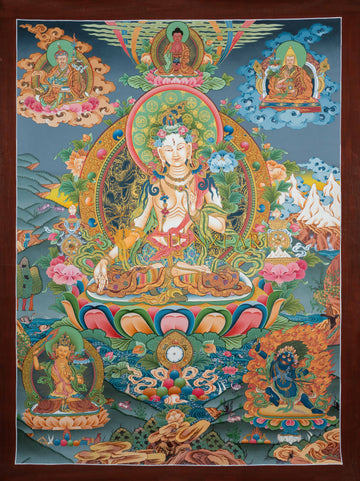 Thangka of Divine Compassion and Universal Vigilance: White Tara - Thangka