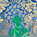 The Azure Mandala of Compassion: Green Tara in Celestial Bloom Thangka Painting - T-S-BT-RB-GT-0026