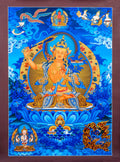 The Bodhisattva of Transcendent Wisdom: Manjushri Thangka Painting - T-S-BT-BB-AU-M-0011