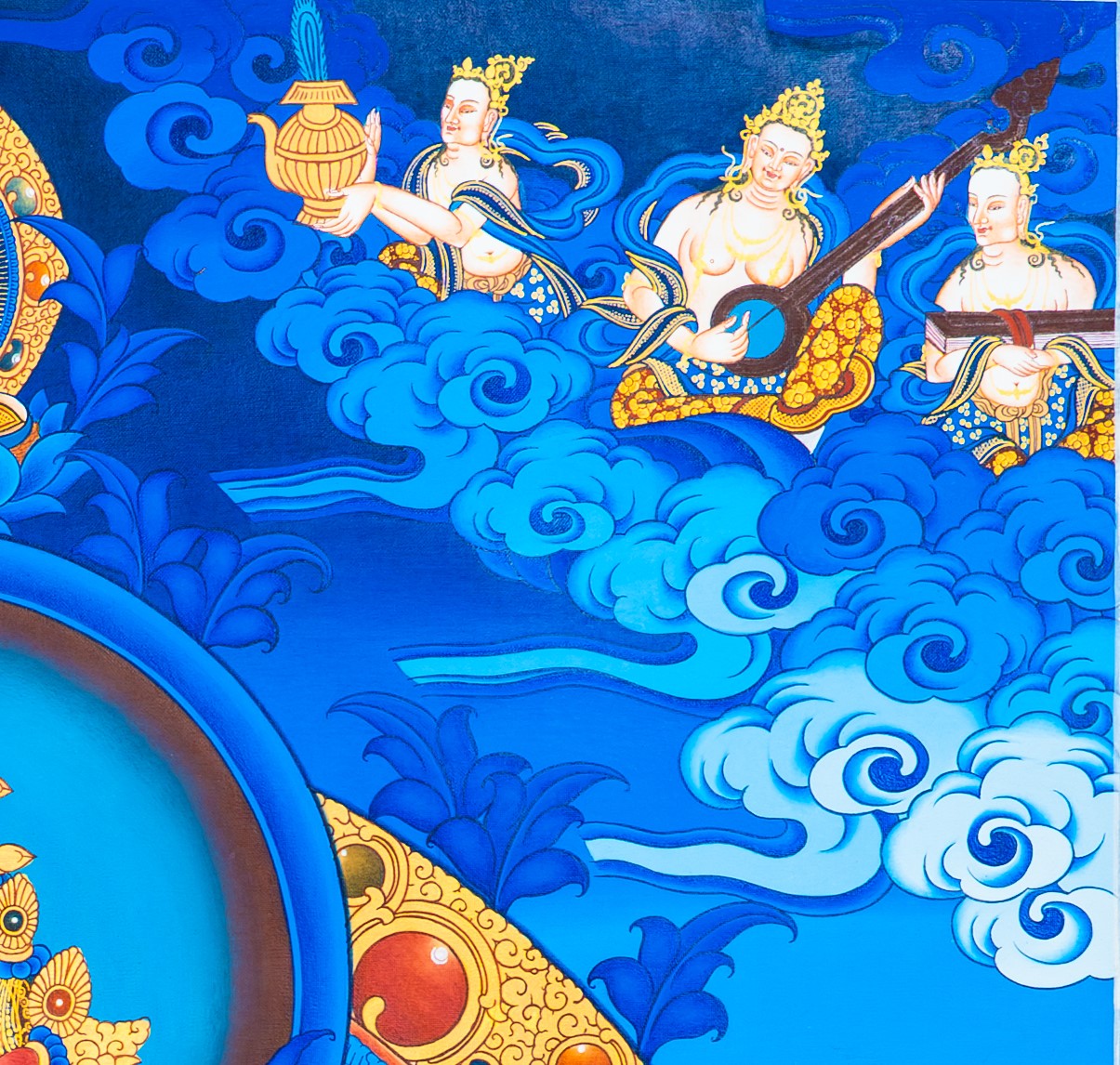 The Bodhisattva of Transcendent Wisdom: Manjushri Thangka Painting - T-S-BT-BB-AU-M-0011