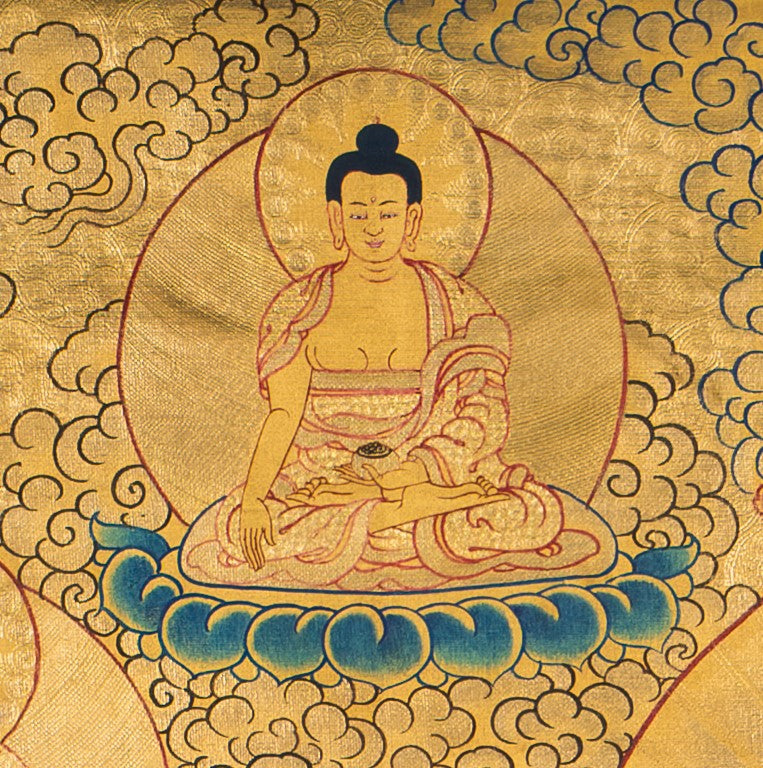 The Buddha of Infinite Light: Red Amitabha Thangka Painting - T-S-BT-CB-AU-AB-0020