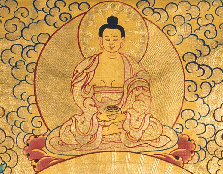 The Buddha of Infinite Light: Red Amitabha Thangka Painting - T-S-BT-CB-AU-AB-0020