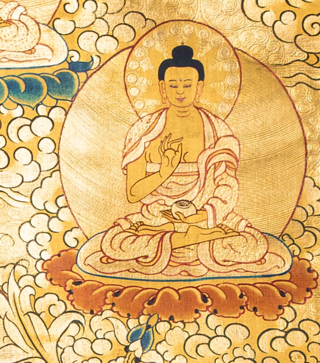 The Buddha of Infinite Light: Red Amitabha Thangka Painting - T-S-BT-CB-AU-AB-0020