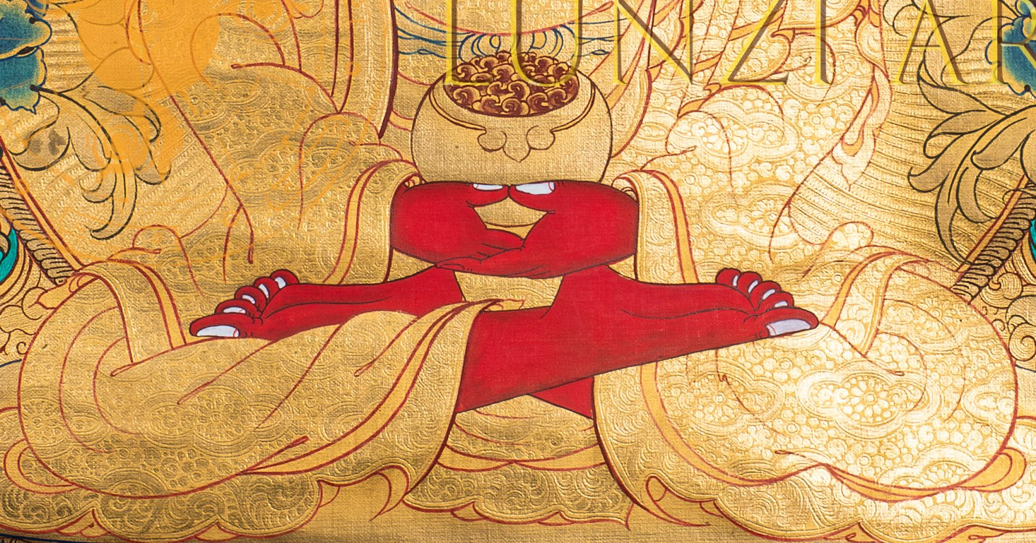 The Buddha of Infinite Light: Red Amitabha Thangka Painting - T-S-BT-CB-AU-AB-0020