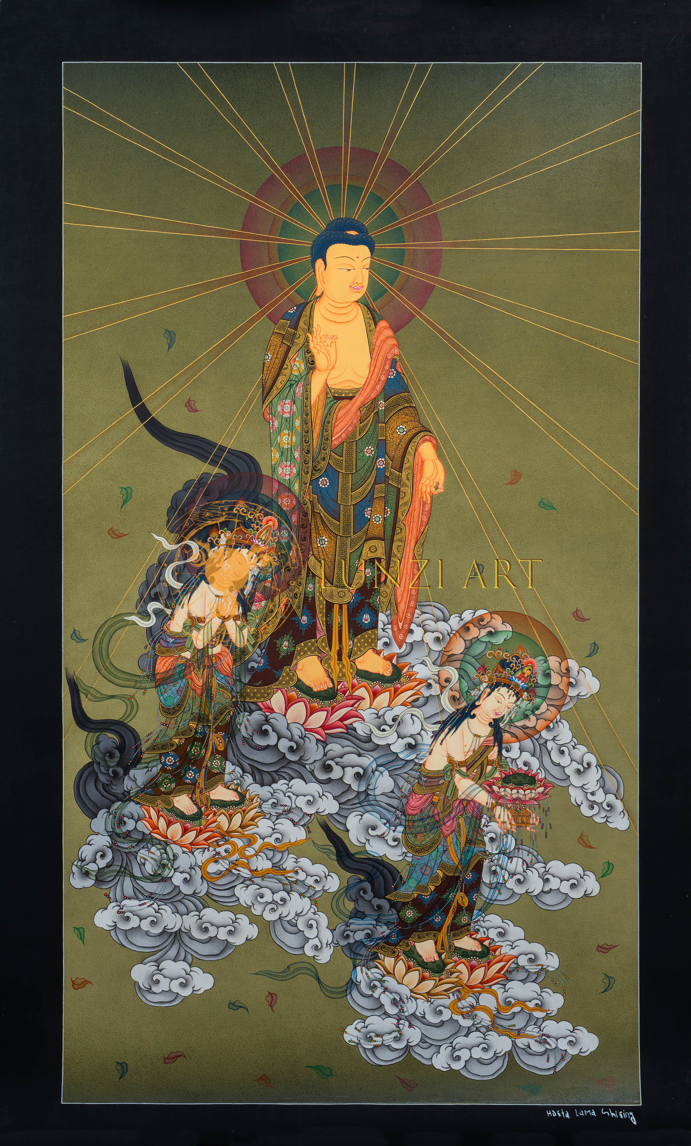 The Buddha's Celestial Descent Thangka Painting – LunziArt-Nepal