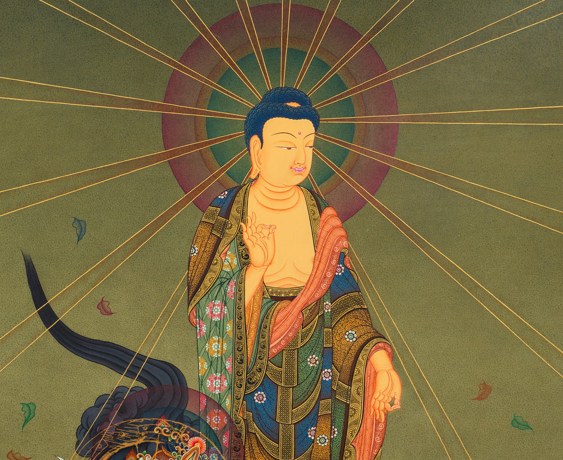 The Buddha's Celestial Descent Thangka Painting - T-S-BT-BB-AU-JB-0017