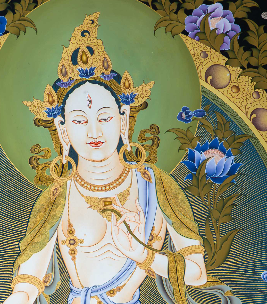 The Compassionate White Tara Thangka - T-S-BT-MB-AU-WT-0147