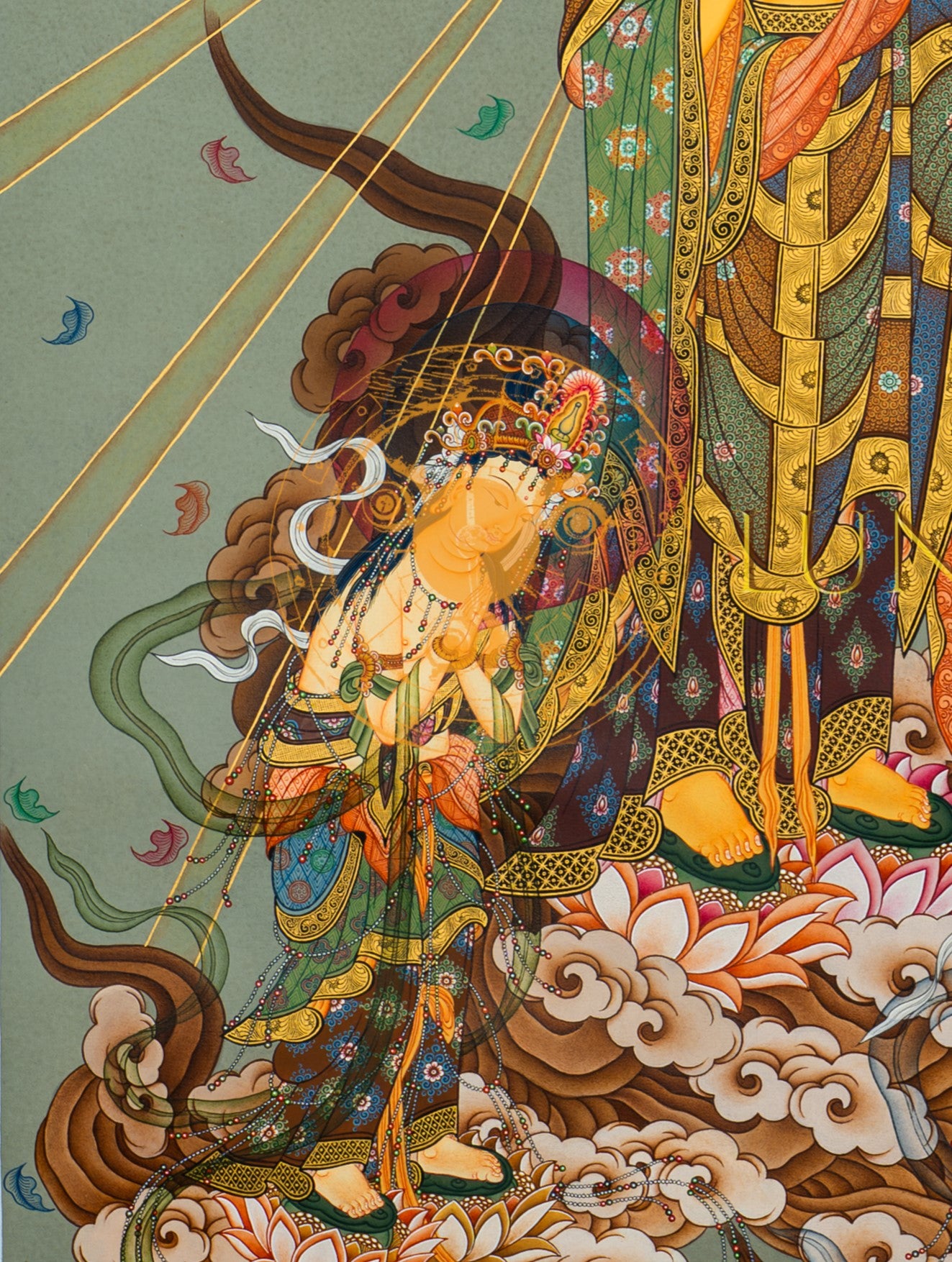 The Descent of the Japanese Buddha: A Celestial Vision Thangka Painting - T-S-BT-BB-AU-JB-0016