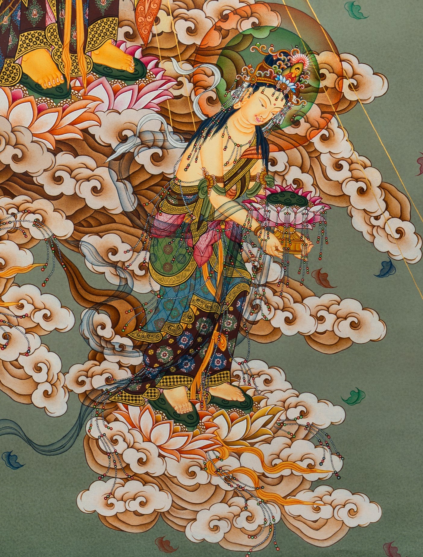 The Descent of the Japanese Buddha: A Celestial Vision Thangka Painting - T-S-BT-BB-AU-JB-0016
