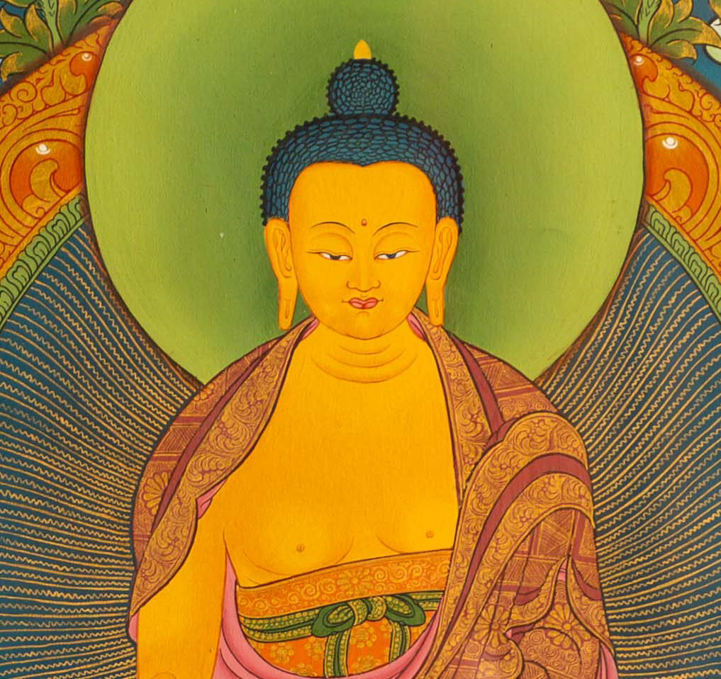 The Divine Shakyamuni Buddha with Disciples Thangka - T-S-BT-RB-AU-SB-0149