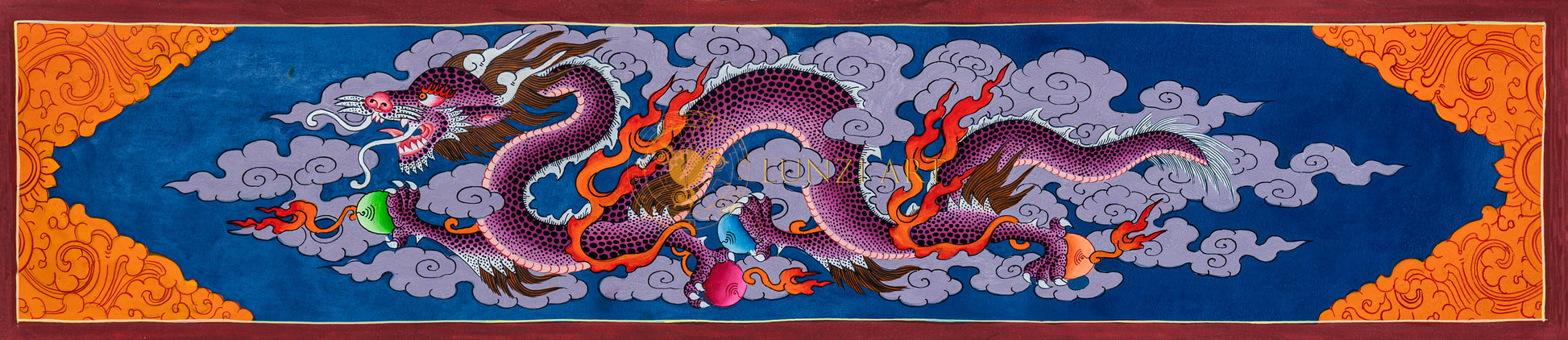 The Druk (Thunder Dragon) Thangka: Celestial Voice of Power - T-B-HT-RB-D-0084
