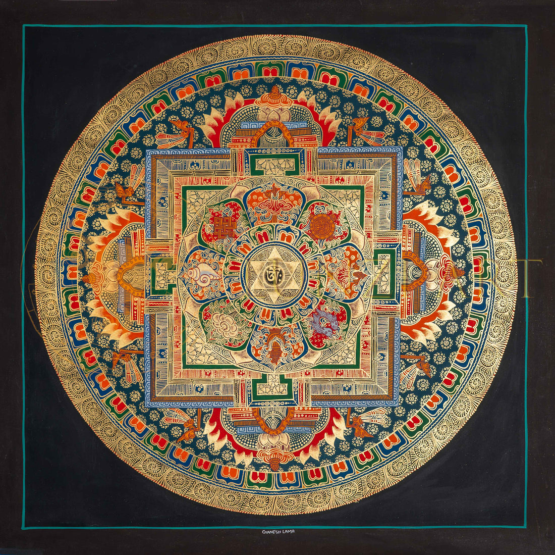 The Eight Auspicious Mandala Thangka: A Golden Path to Harmony - T-PS-SS-BB-AM-70
