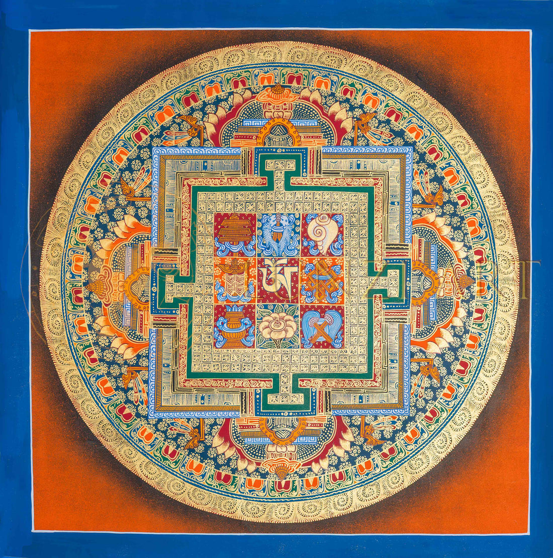 The Eight Auspicious Mandala Thangka: A Palace of Universal Blessings - T-PS-SS-OB-AM-69