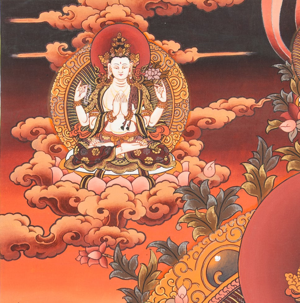 The Embodiment of Compassion: White Tara Thangka Painting - T-S-BT-BR-AU-WT-0012