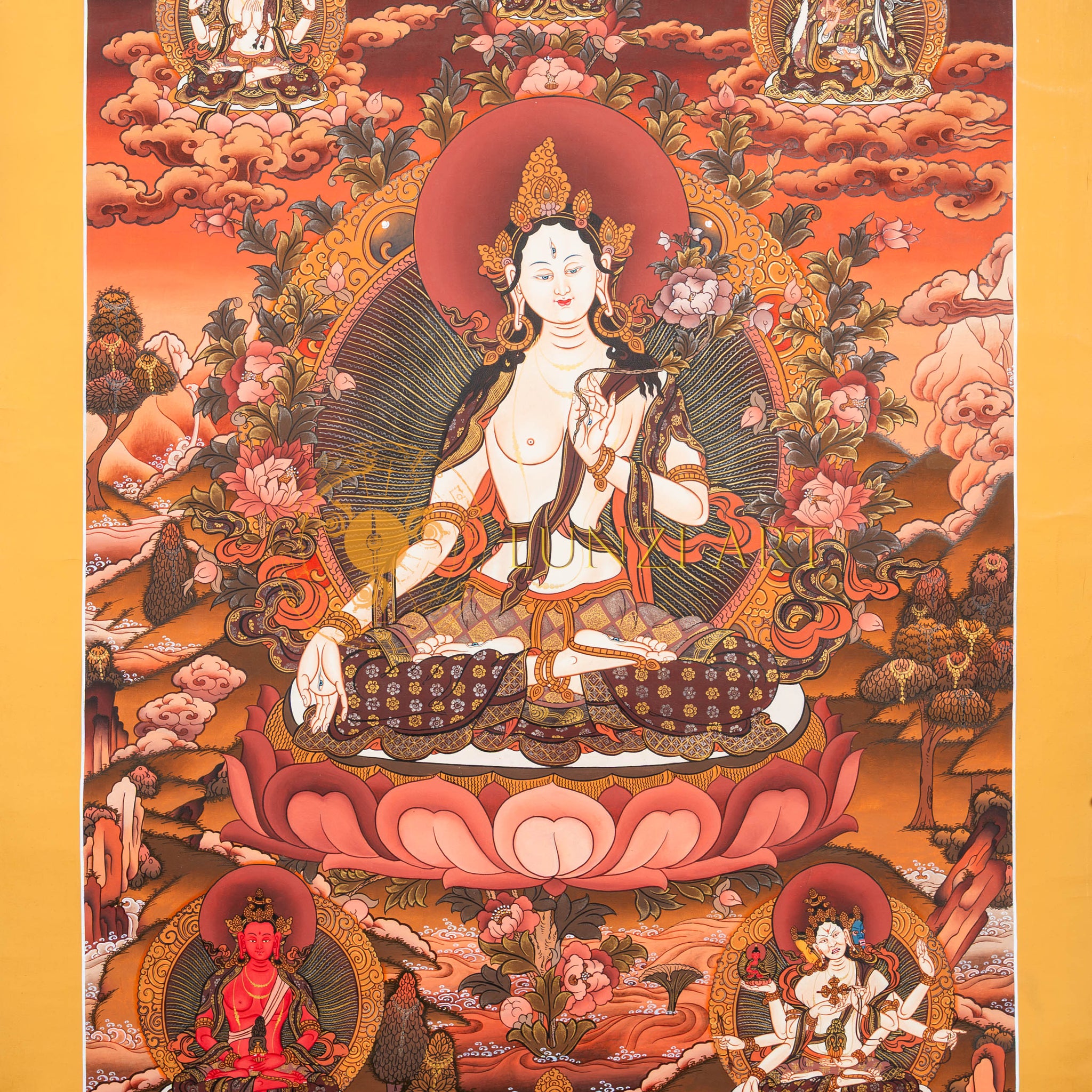 The Embodiment of Compassion: White Tara Thangka Painting - Thangka