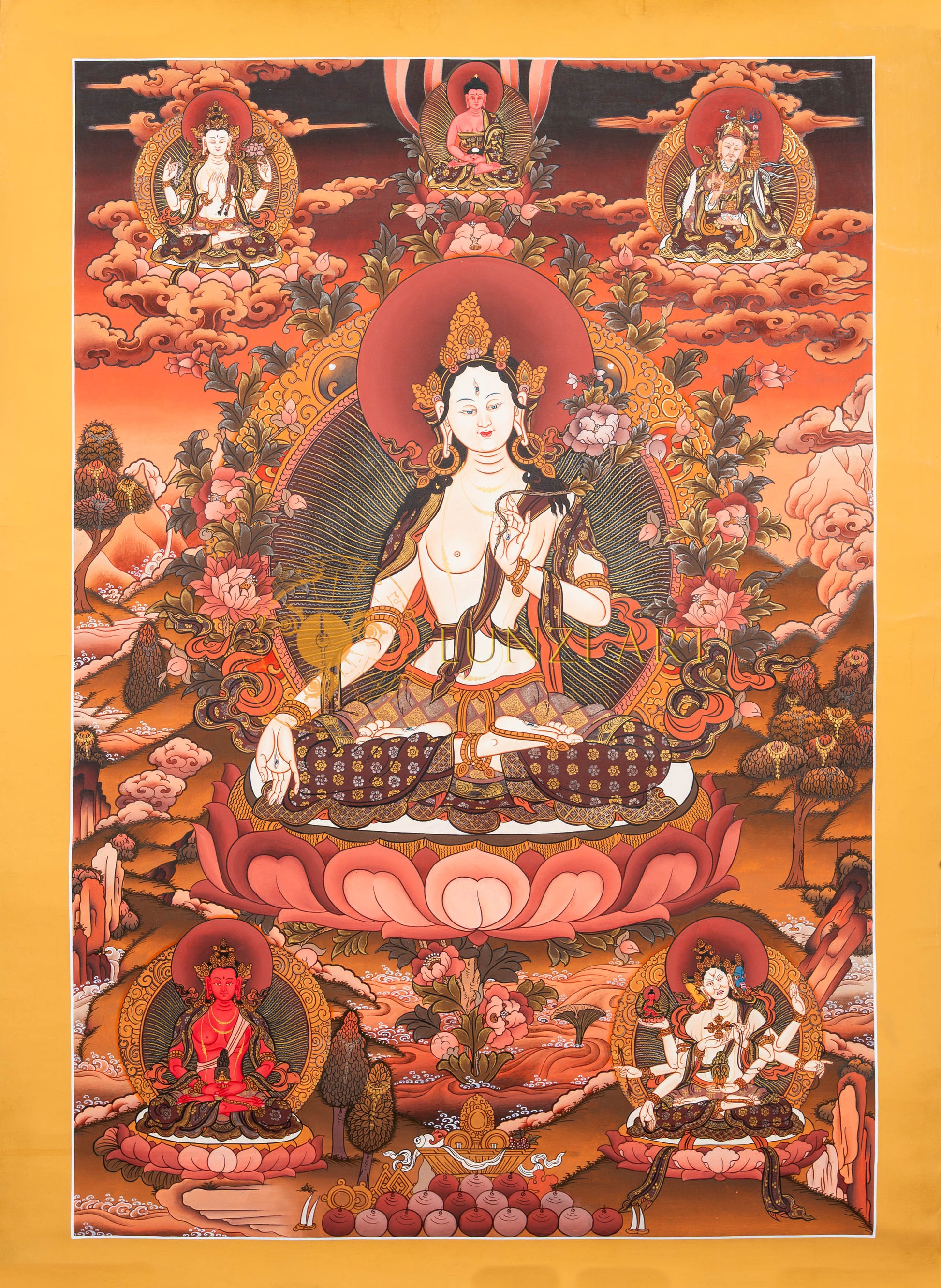 The Embodiment of Compassion: White Tara Thangka Painting - Thangka