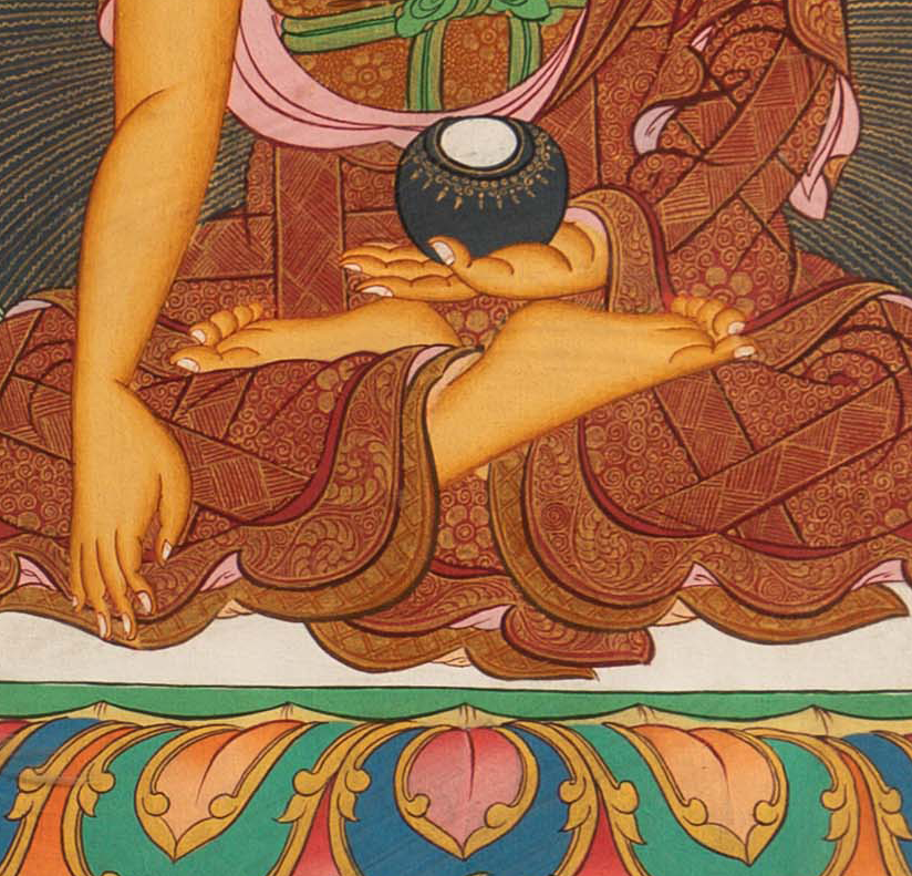 The Enlightened Shakyamuni Buddha with Attendants Thangka - T-S-BT-RB-AU-SB-0148