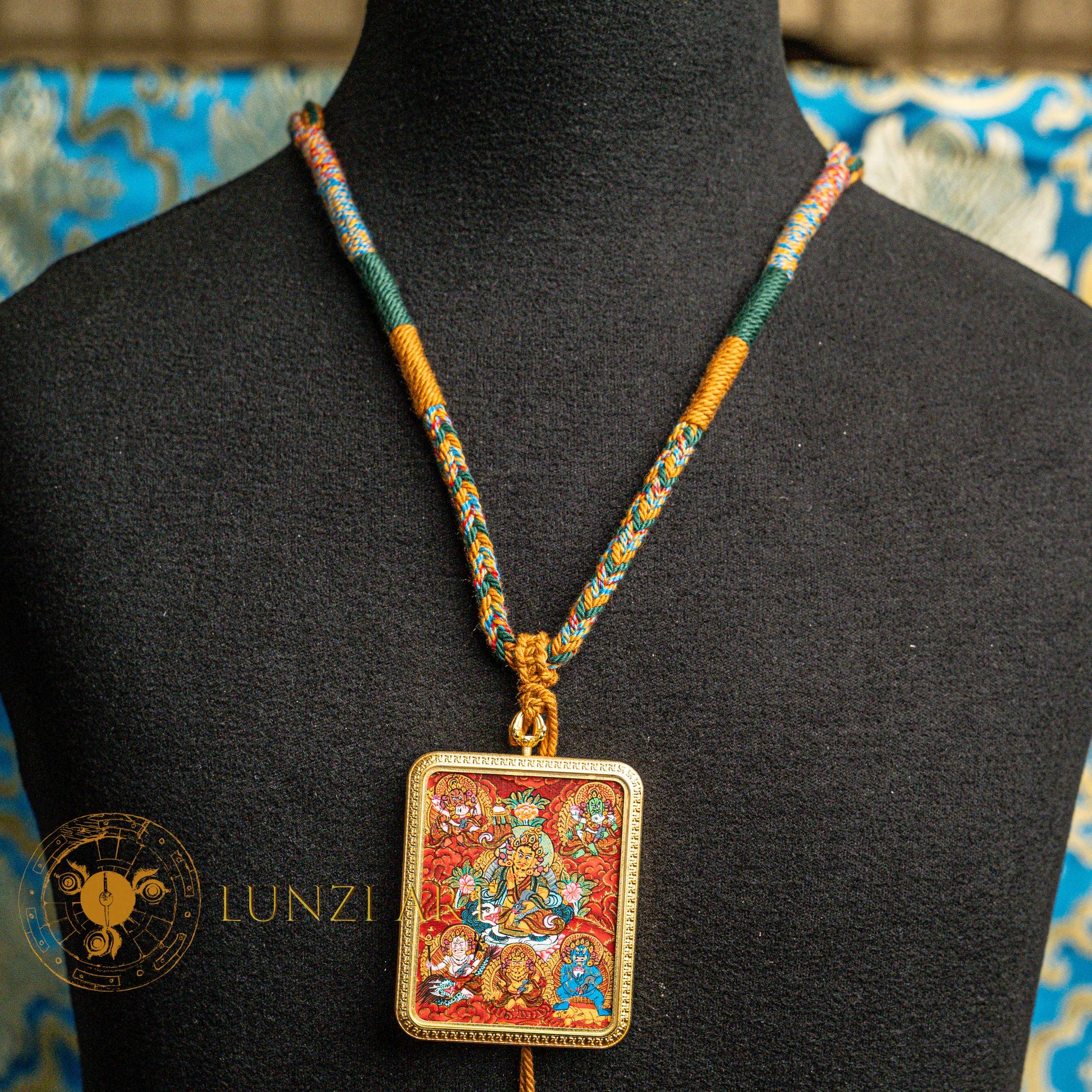 The Five Jambhala Thangka: Sacred Wealth Deity Necklace - L-MJ-0018