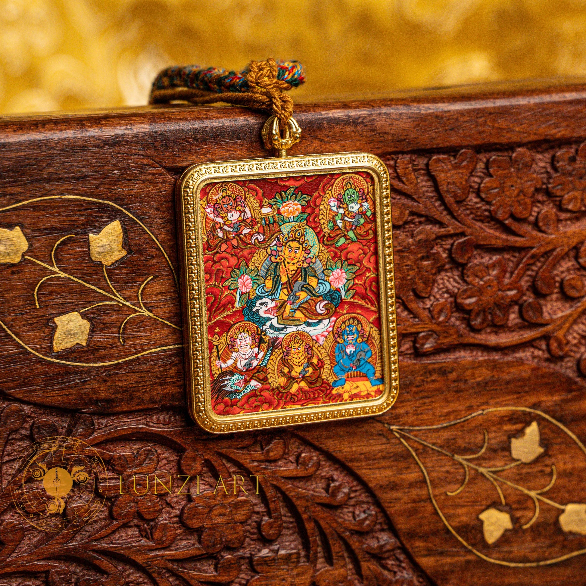 The Five Jambhala Thangka: Sacred Wealth Deity Necklace - L-MJ-0018