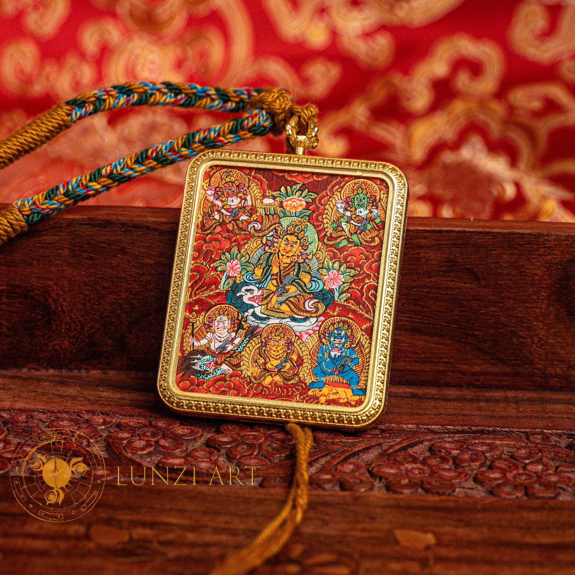 The Five Jambhala Thangka: Sacred Wealth Deity Necklace - L-MJ-0018