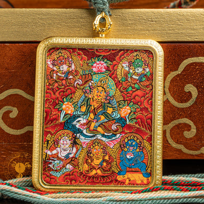 The Five Jambhala Thangka: Sacred Wealth Deity Necklace - L-MJ-0018