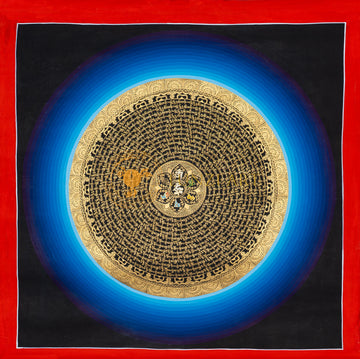 The HUM Mantra Mandala: A Circle of Divine Sound - Thangka