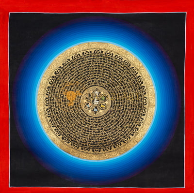The HUM Mantra Mandala: A Circle of Divine Sound - Thangka