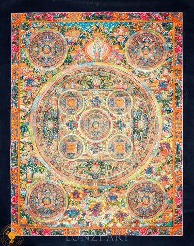 The Handmade Traditional Mandala Thangka of Holy Enlightenment - Thangka