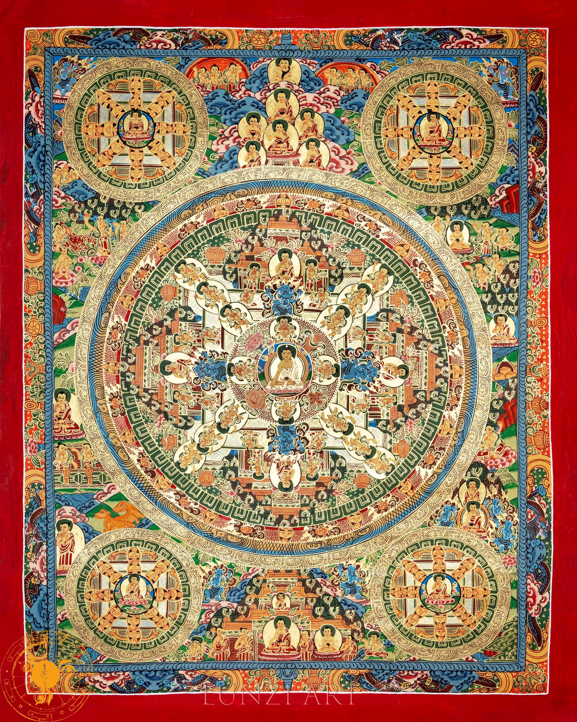 The Handmade Traditional Mandala Thangka of Holy Enlightenment - Thangka