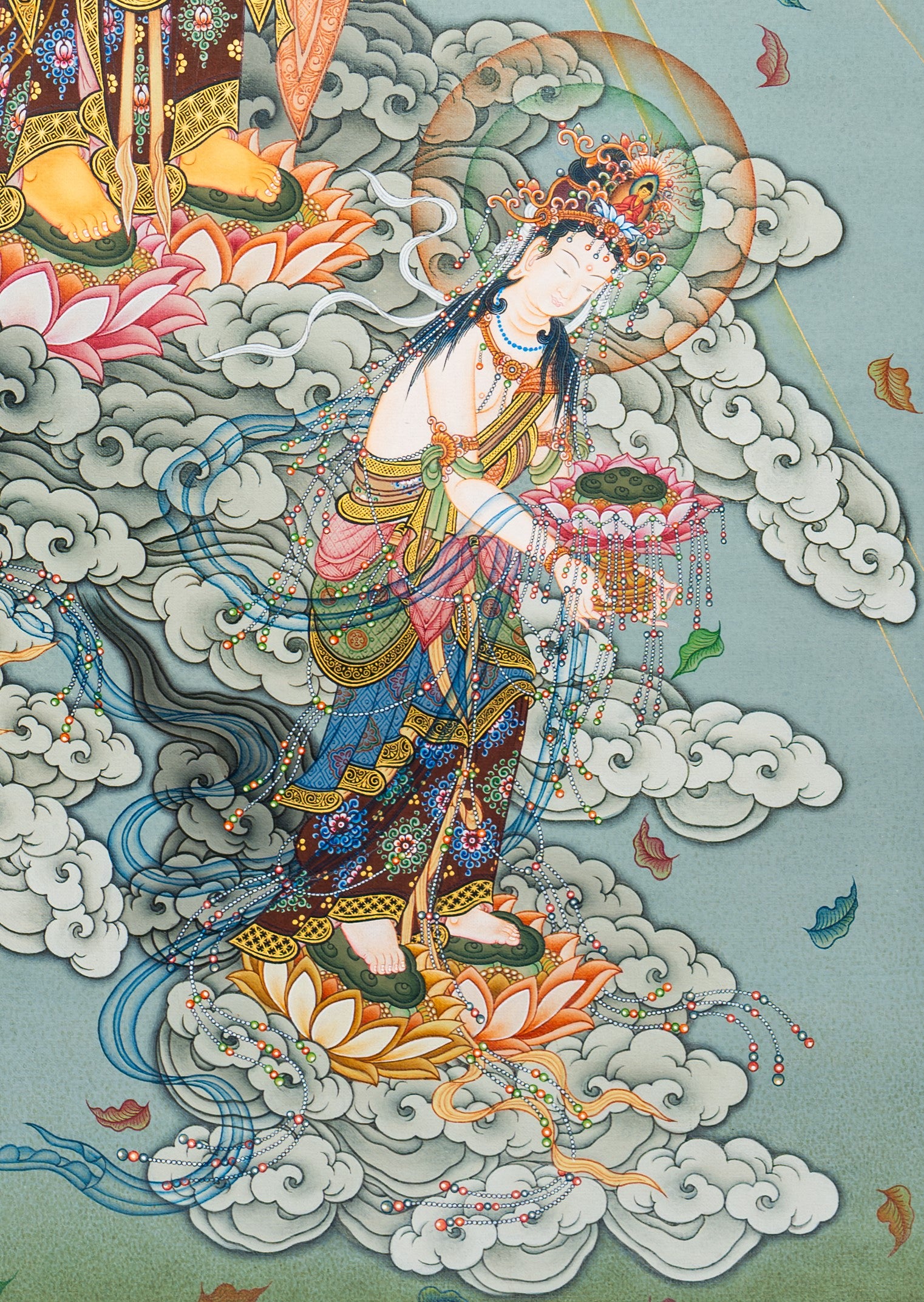 The Japanese Buddha's Celestial Descent Thangka Painting
