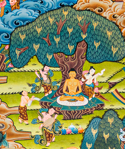 The Life of Buddha Thangka: A Visual Odyssey of the Twelve Great Deeds - T-B-HT-BB-AU-LB-0086