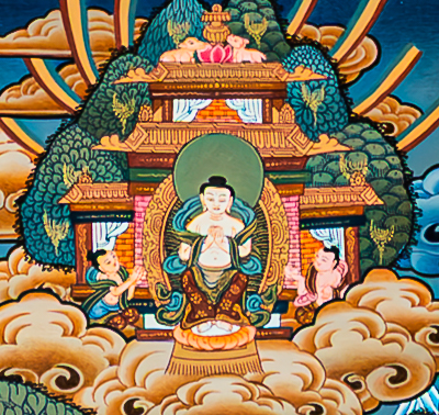The Life of Buddha Thangka: A Visual Odyssey of the Twelve Great Deeds - T-B-HT-BB-AU-LB-0086