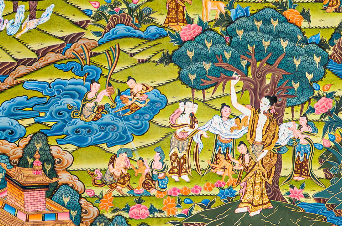 The Life of Buddha Thangka: A Visual Odyssey of the Twelve Great Deeds - T-B-HT-BB-AU-LB-0086